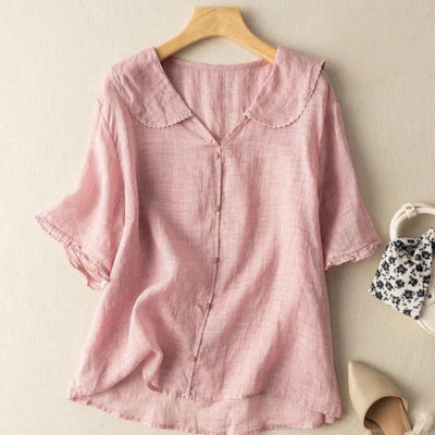 Adèle™ – Blouse en lin légère avec col festonné