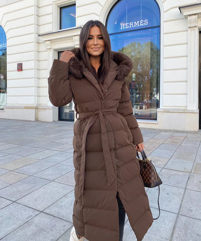 Alina - Manteau Long Douillet à Capuche en Fourrur