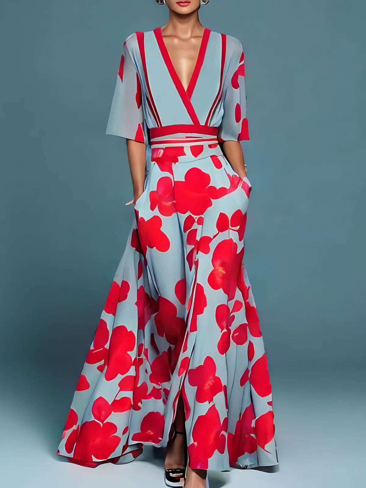Elise™ - Robe Portefeuille Élégante à Fleurs