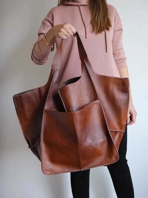 JansenStyle™ Xylia | Nouveau sac à main vegan en cuir surdimensionné fait à la main