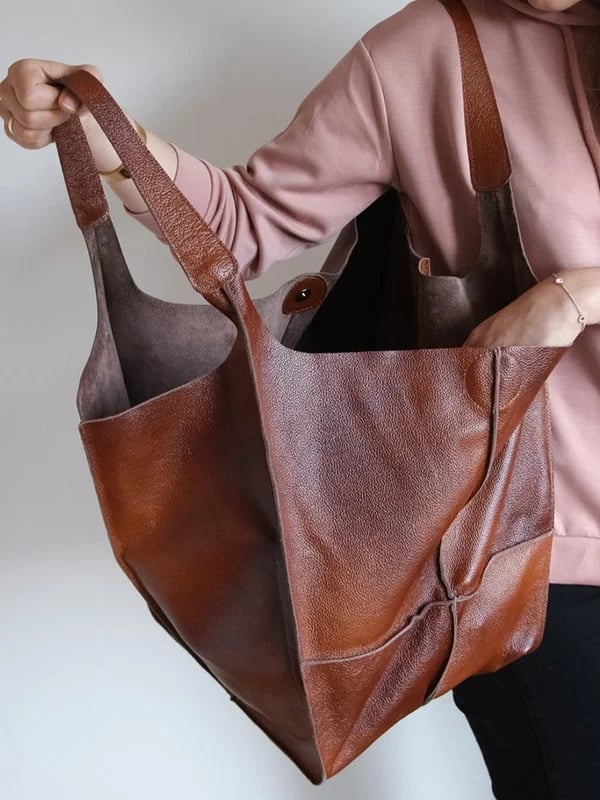 JansenStyle™ Xylia | Nieuwe Oversized Handgemaakte Vegan Leren Tas