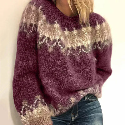 Pull en Jacquard Mohair pour femmes, douillet et chaud