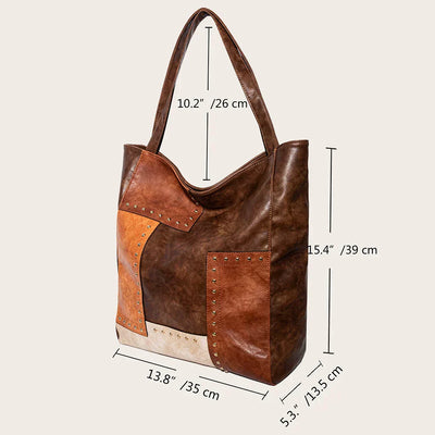 JansenStyle™ Dagny | Sac en cuir patchwork vintage