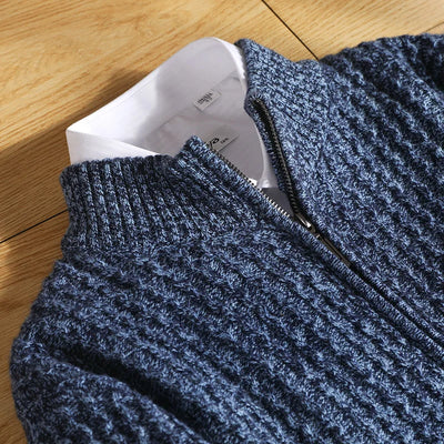 Cardigan en Mérinos Bruno à Fermeture Éclair Texturée