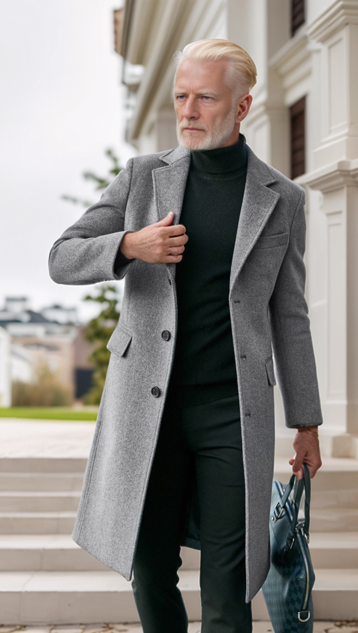 Manteau Sur-Mesure en Laine Grise