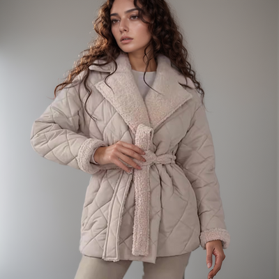 Luxe Quilted Sherpa Belted Winter Coat