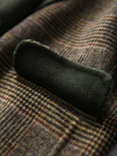 Manteau en Laine à Carreaux Classique d'Hiver