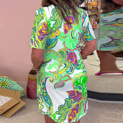 Heloise - Robe Colorée avec Décolleté en V Imprimé